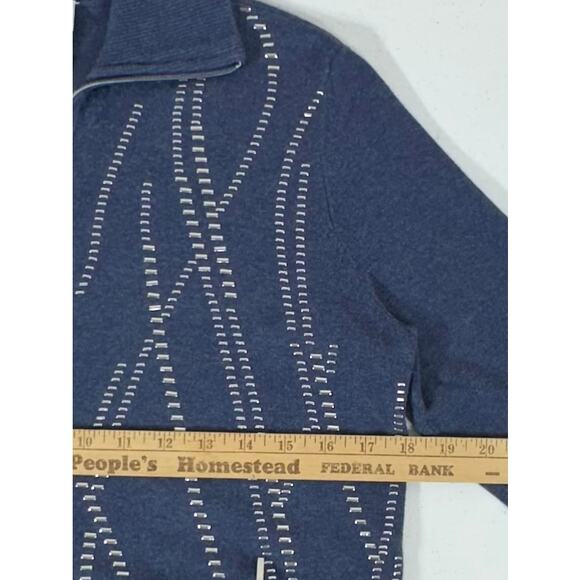 Chicos Zenergy Zip Sweater Jacket Size 0 Small Blue Silver Zip Pockets Cashmere - Picture 7 of 7